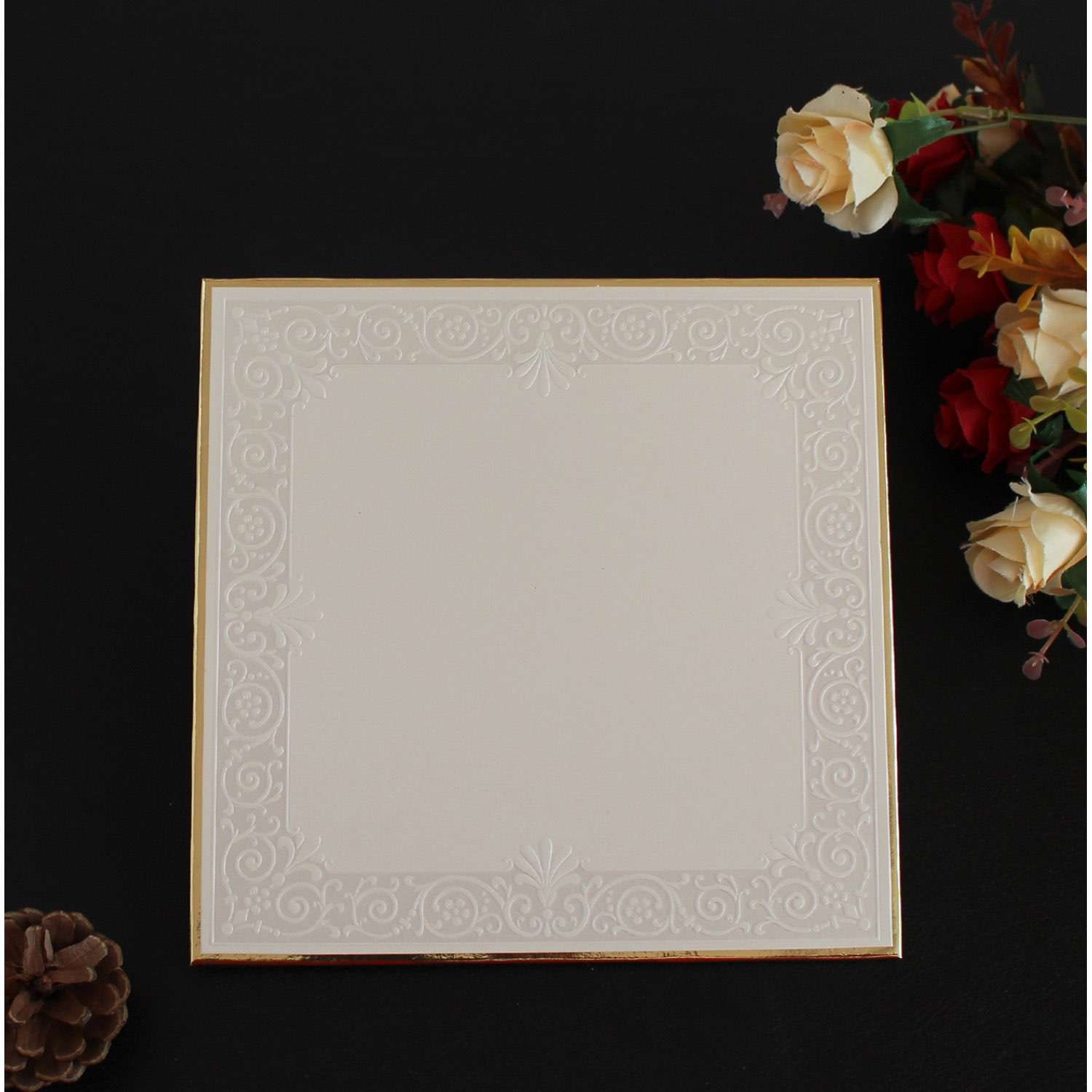 Embossing Insert Card with Golden Edge Square Card Wholesale